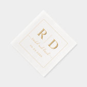 Elegante Initialen einfarbiges Hochzeitgold Servietten Mit Folie (Rechts)