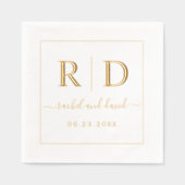 Elegante Initialen einfarbiges Hochzeitgold Servietten Mit Folie (Vorderseite)