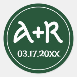 Elegante Initialen keltische Schriftart Grüne Hoch Runder Aufkleber