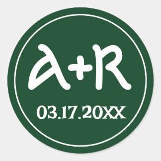 Elegante Initialen keltische Schriftart Grüne Hoch Runder Aufkleber