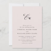 Elegante Initialen minimale rosa Einladung zur Hoc (Vorderseite)