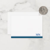 Elegante Initialen Monogramm Navy Blau Rand Mitteilungskarte (Vorderseite/Rückseite Beispiel)