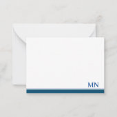 Elegante Initialen Monogramm Navy Blau Rand Mitteilungskarte (Vorderseite)