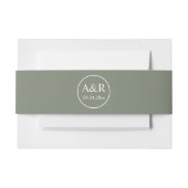 Elegante Initialen Olivenblattgrüne Hochzeit Einladungsbanderole (Vorderseite Beispiel)