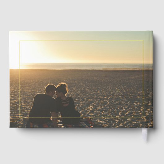 Elegante Initialen, rosa Rosen, Foto Hochzeit Gästebuch (Rückseite)