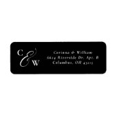 Elegante Initialen Schwarz-Weiß-Hochzeitsadresse (Vorne)
