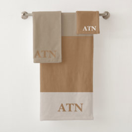 Elegante Initialen Trend Stilvolle drei Töne Badhandtuch Set