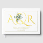 Elegante Initialen und Eukalyptus-Hochzeitfolie Gästebuch (Vorderseite)