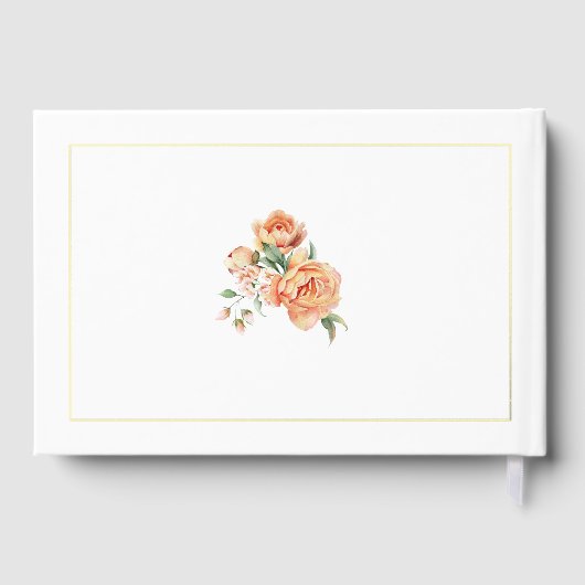 Elegante Initialen und pfirsichfarbene Rose Hochze Gästebuch (Rückseite)