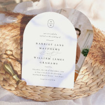 Elegante Initials Black & White Foto Arch Wedding