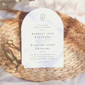 Elegante Initials Black & White Foto Arch Wedding Einladung