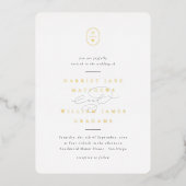 Elegante Initials Black & White Foto Hochzeit Folieneinladung (Vorderseite)