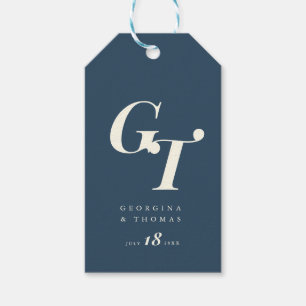 Elegante Initials Navy Blue and Ivory Modern Chi Geschenkanhänger