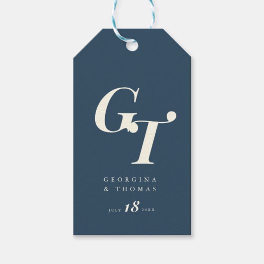 Elegante Initials | Navy Blue and Ivory Modern Chi Geschenkanhänger (Vorderseite)