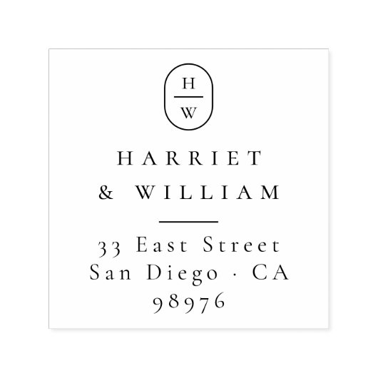 Elegante Initials Wedding Monogram Rücksendeadress Permastempel (Design)