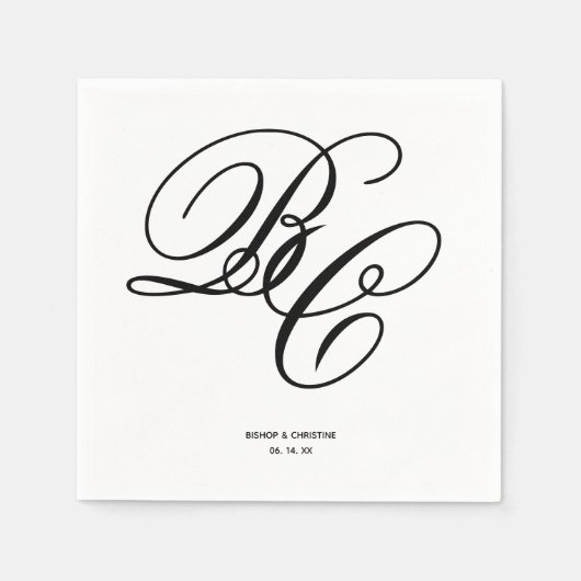 Elegante Initials Wedding Napkins Serviette (Vorderseite)