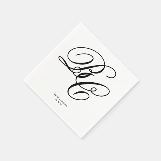 Elegante Initials Wedding Napkins Serviette (Ecke)