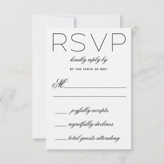 Elegante Initials Wedding RSVP Karte (Vorderseite)