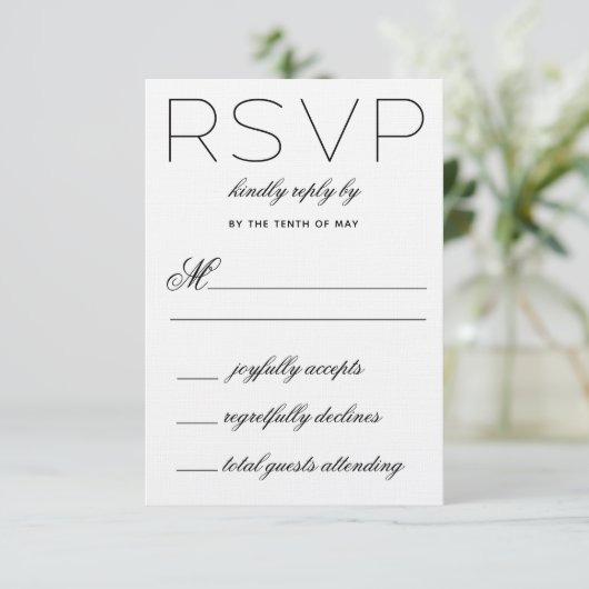 Elegante Initials Wedding RSVP Karte (Stehend Vorderseite)
