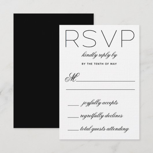 Elegante Initials Wedding RSVP Karte (Vorne/Hinten)