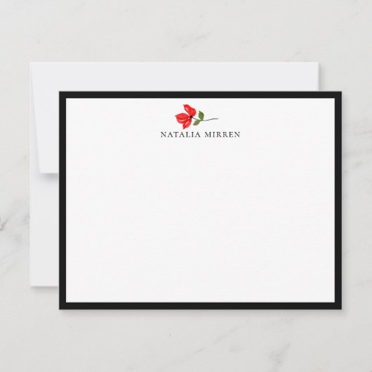 Elegante Insel Botanische Rote Blume Mitteilungskarte (Vorderseite)
