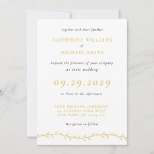 Elegante Insel-Zitrus-Gelb-Blatt-Hochzeit Einladung