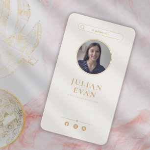 Elegante Instagram-Elfenbein-Foto-Visitenkarte Visitenkarte