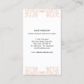 Elegante Interior Design Rose Gold Verziert Monogr Visitenkarte (Rückseite)