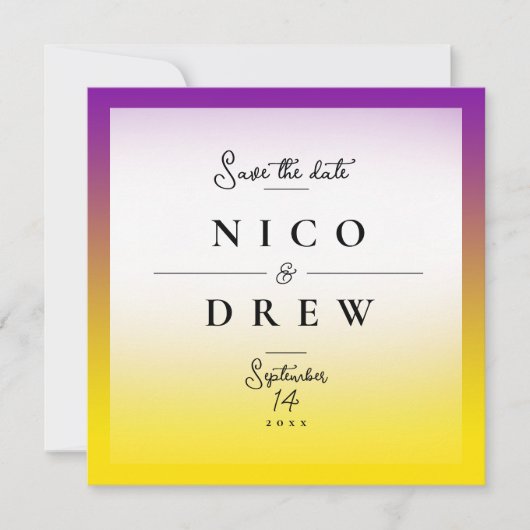 Elegante Intersex Pride Wedding Save The Date (Vorderseite)