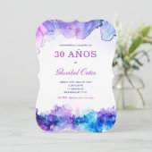 Elegante Invitación de 30º Cumpleaños con Acuarela Einladung (Stehend Vorderseite)