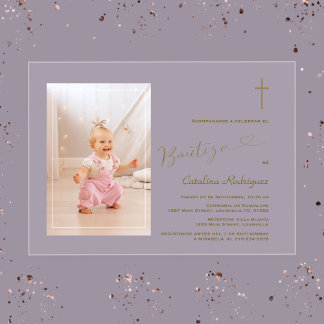 Elegante Invitacion De Bautizo Hija Foto Girl Acryleinladungen