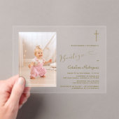 Elegante Invitacion De Bautizo Hija Foto Girl Acryleinladungen (Insitu (Handheld))