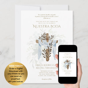Elegante Invitación De Boda Católica Bilingüe Einladung