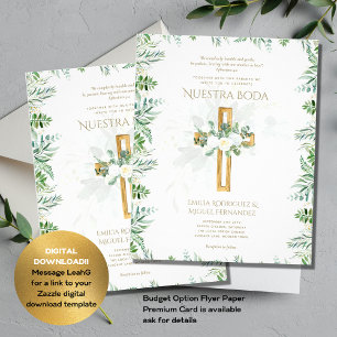 Elegante Invitación De Boda Católica Bilingüe Inv