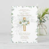 Elegante Invitación De Boda Católica Bilingüe Inv Einladung (Stehend Vorderseite)