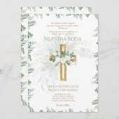 Elegante Invitación De Boda Católica Bilingüe Inv Einladung (Vorne/Hinten)