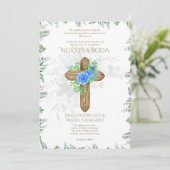 Elegante Invitación De Boda Católica Bilingüe Inv Einladung (Stehend Vorderseite)