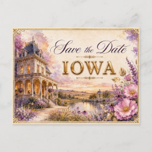 Elegante Iowa Save-the-Date-Hochzeits-Einladung Postkarte