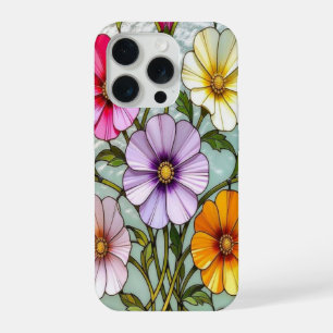 Elegante iPhone-Hülle mit Wildblumen und Bleiglas iPhone 15 Pro Hülle