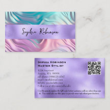 Elegante Iridescent and Lila Foil Business Card