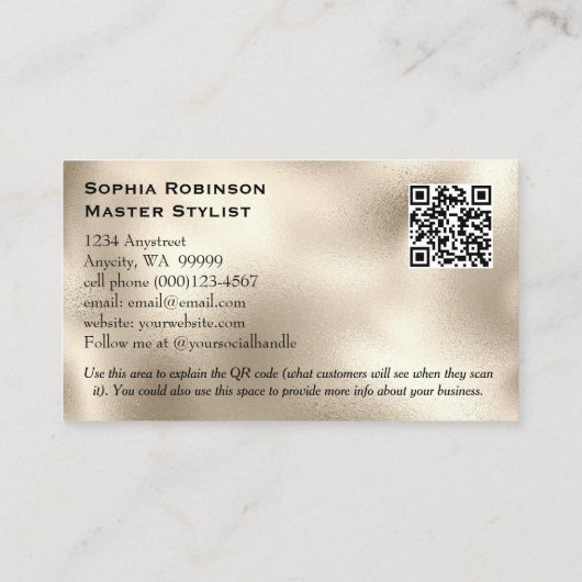 Elegante Iridescent and Pearl Foil Business Card Rabattkarte (Rückseite)