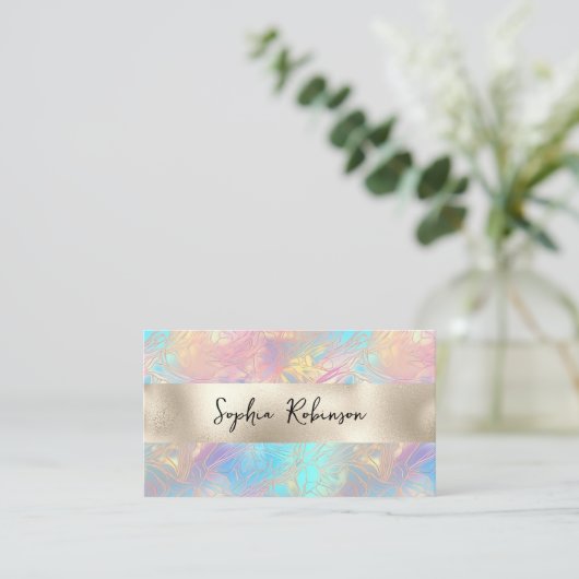 Elegante Iridescent and Pearl Foil Business Card Rabattkarte (Stehend Vorderseite)