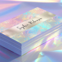 Elegante Iridescent and Pearl Foil Business Card