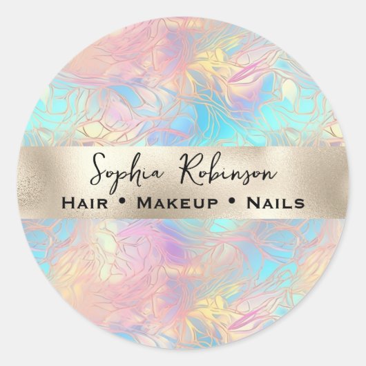 Elegante Iridescent and Pearl Foil Runder Aufkleber (Vorderseite)