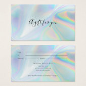 Elegante Iridescent Blue Holographic Gift Card (Vorne & Hinten)