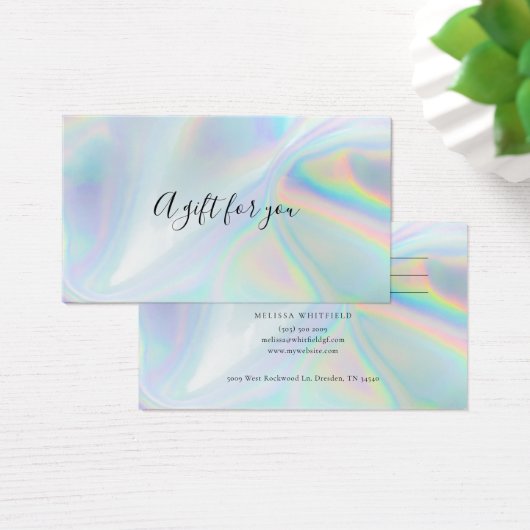 Elegante Iridescent Blue Holographic Gift Card (Schreibtisch)