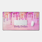 Elegante iridescent unicorn Imitate Glitzer Tropfe Schreibtischunterlage (Tastatur & Maus)