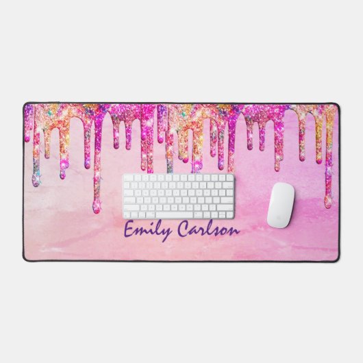 Elegante iridescent unicorn Imitate Glitzer Tropfe Schreibtischunterlage (Tastatur & Maus)