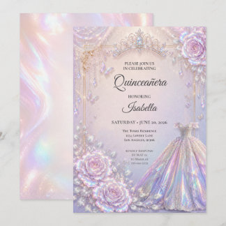 Elegante iridierende Prinzessin Quinceañera Einladung