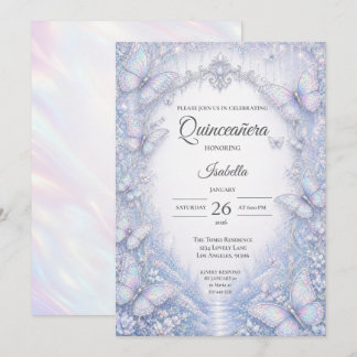 Elegante iridierende Prinzessin Quinceañera Einladung